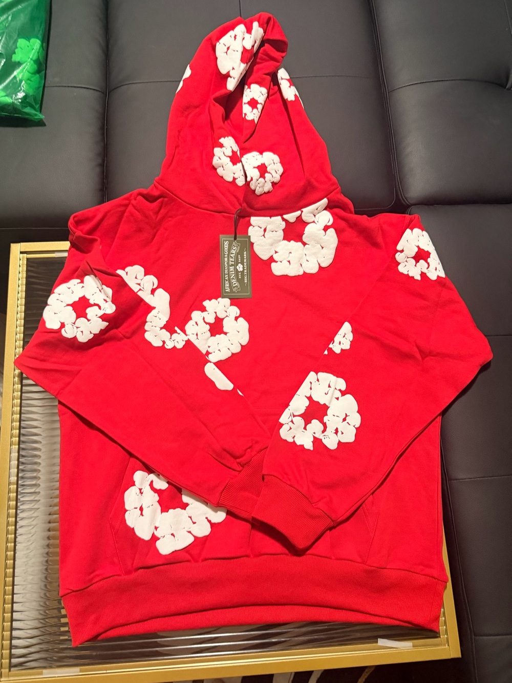 Red Floral-Print Hoodie Cowlneck Sweatshirt